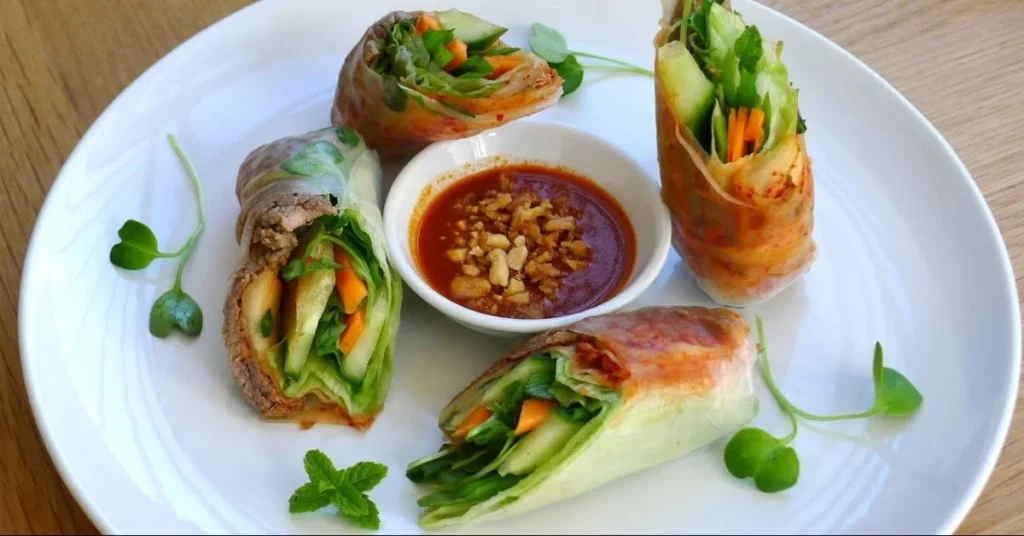 Bulgogi Spring Rolls With Sweet Ssamjang Sauce